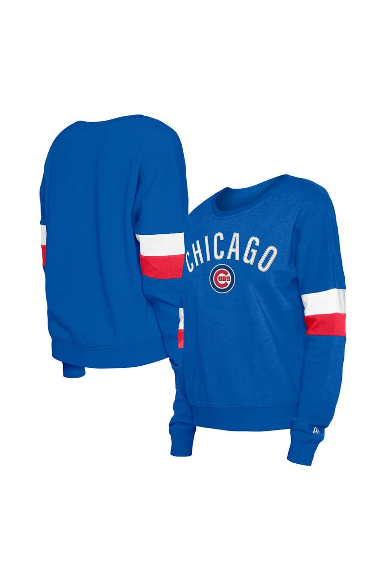 New Era Women's New Era Royal Chicago Cubs Game Day Crew Pullover Sweatshirt, Main, color, 