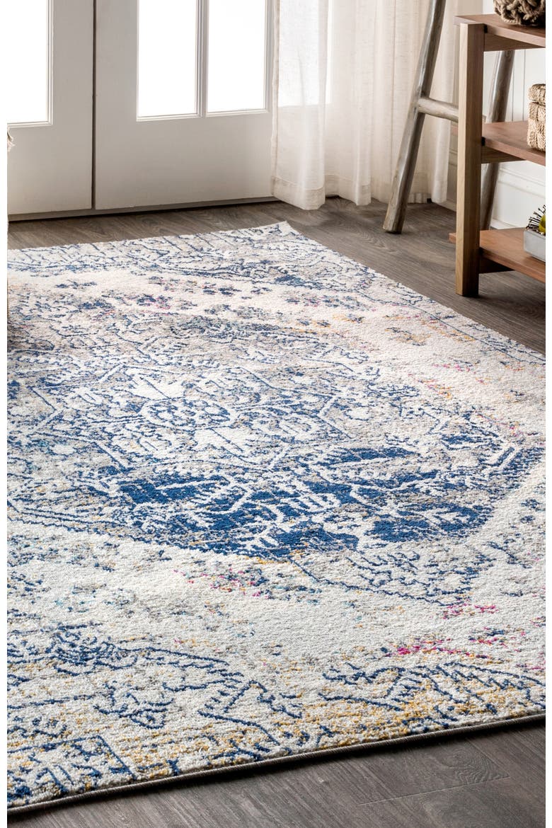 Modern Persian Boho Vintage Area Rug, Alternate, color, Cream/Blue