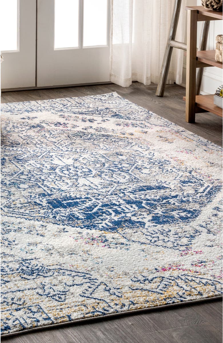 JONATHAN Y Modern Persian Boho Vintage Area Rug, Alternate, color, Cream/Blue