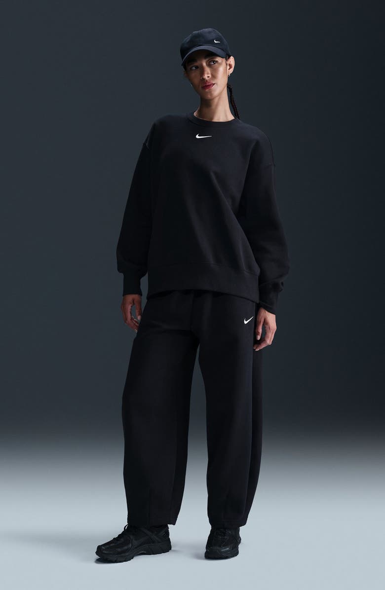 Nike Phoenix Fleece Oversize Crewneck Sweatshirt, Alternate, color, 010 Black/Sail