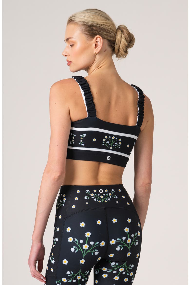 Day/Night Garden Reversible Ruched Sports Crop Top, Alternate, color, Black
