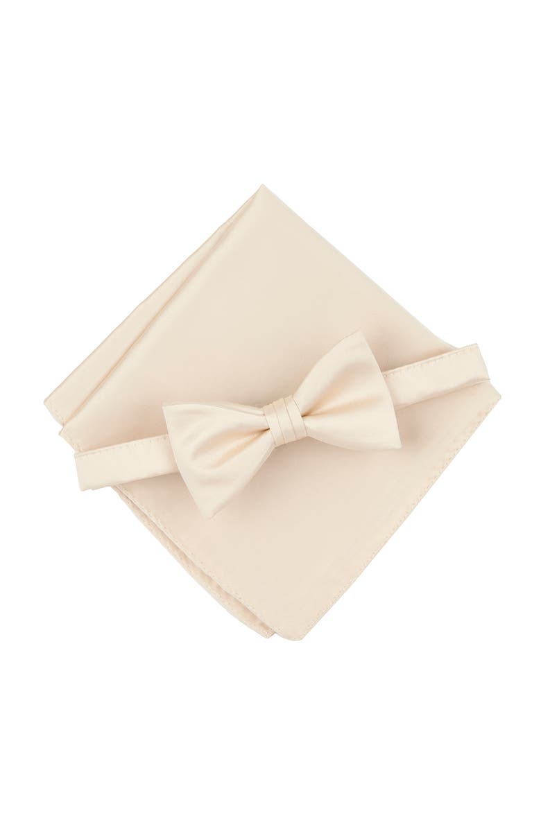 Brooklyn Brigade Men's Solid Satin Pre-Tied Bow Tie, Alternate, color, Champagne