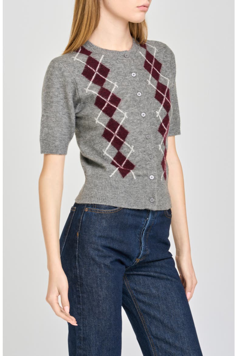 Esther Short Sleeve Cardigan, Alternate, color, GREY
