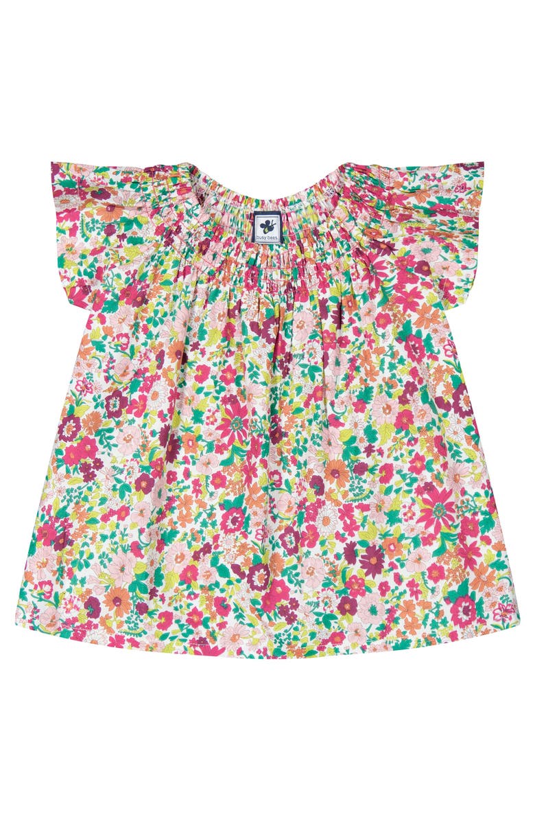 Busy Bees Molly Smocked Top Fuchsia Floral, Main, color, 