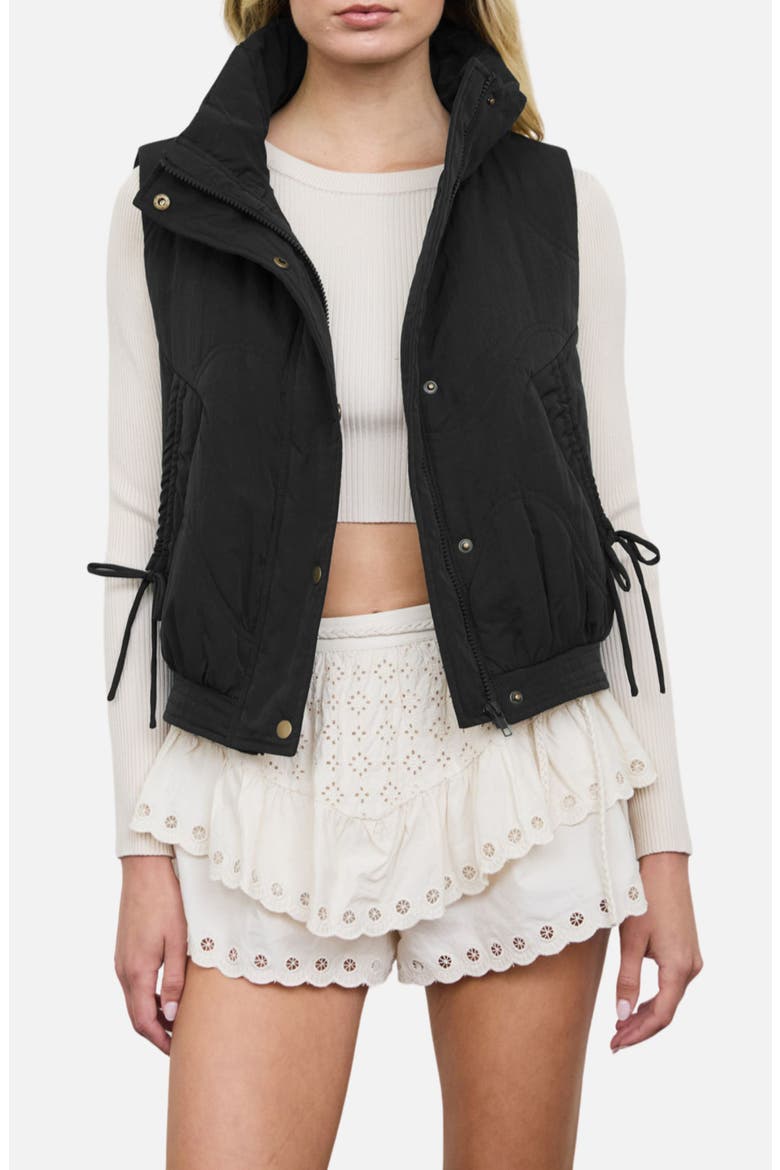 Wave Quilted Vest, Main, color, BLACK