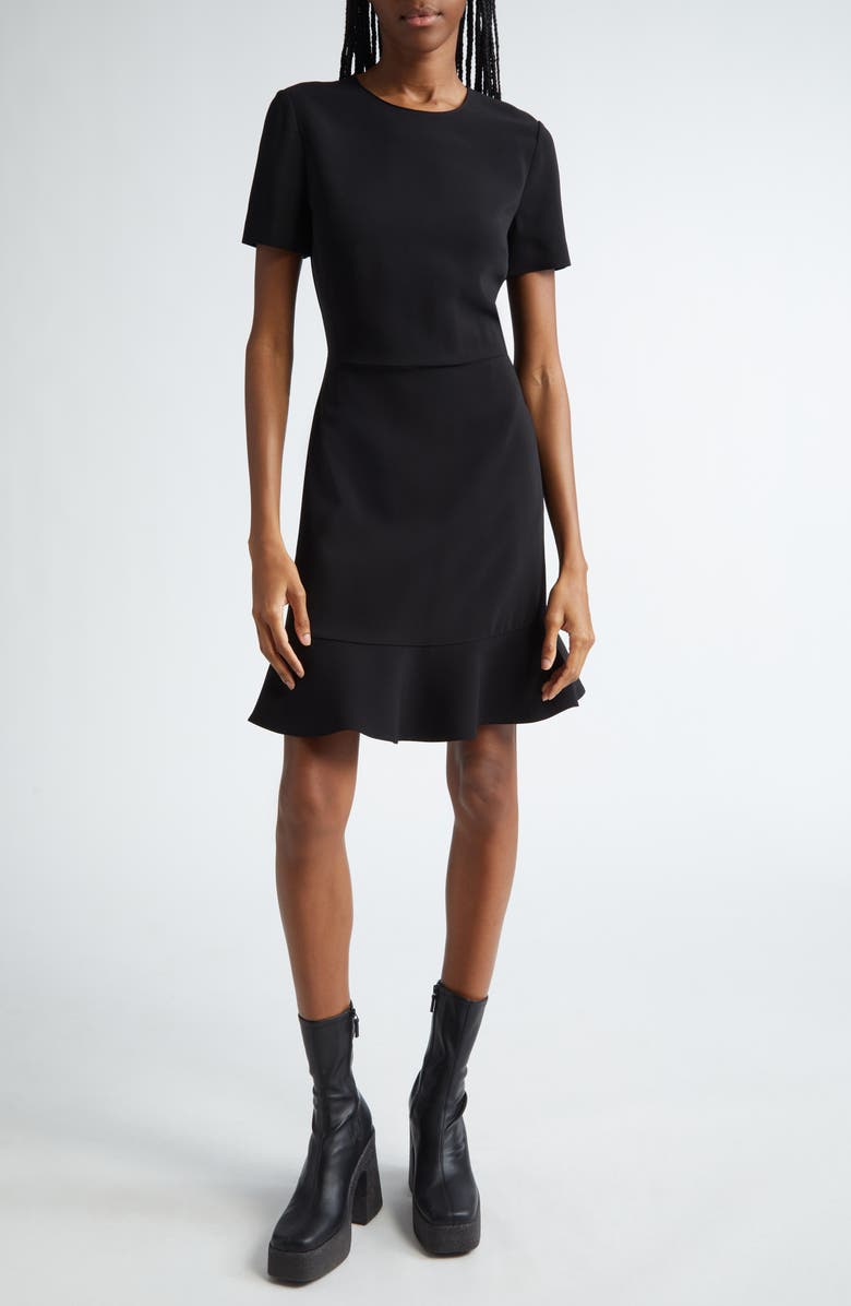 Stella McCartney Iconic Stretch Cady Fit & Flare Dress, Main, color, Black