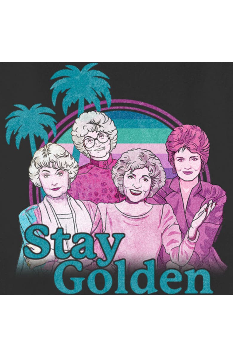 The Golden Girls Women's The Golden Girls Tropical Stay Golden Cartoon Graphic T-Shirt, Alternate, color, Black