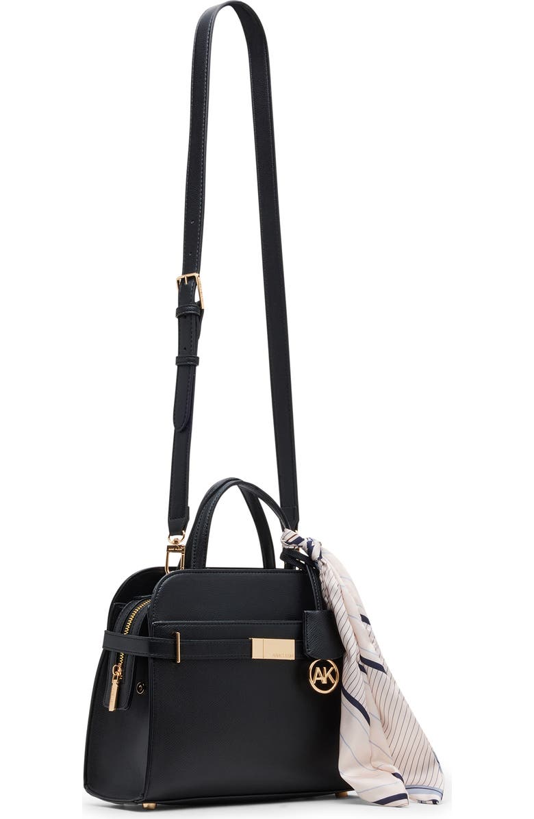Anne Klein Medium Satchel with Scarf, Alternate, color, Black
