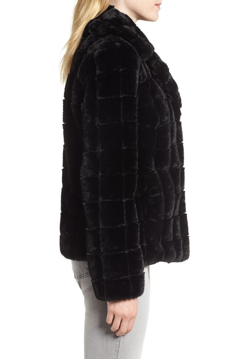 Quilted Faux Fur Jacket, Alternate, color, BLACK