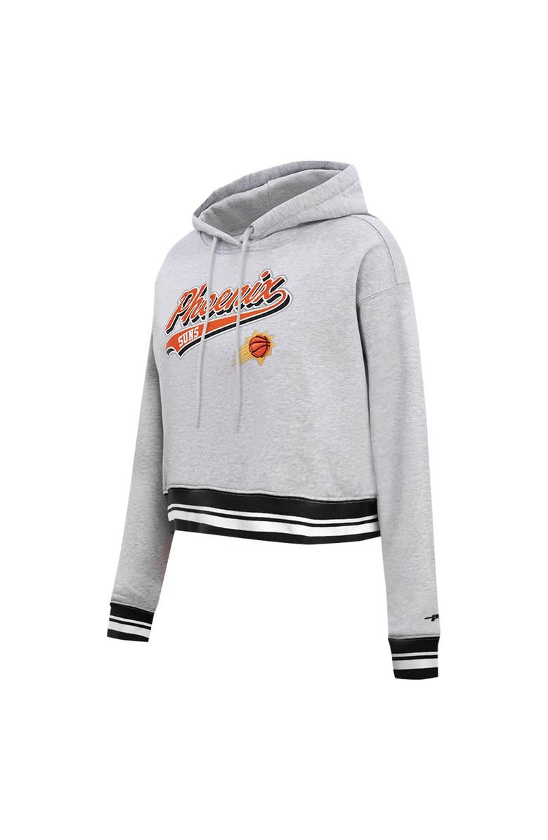 PRO STANDARD Women's Pro Standard Heather Gray Phoenix Suns Script Tail Cropped Pullover Hoodie, Alternate, color, Heather Gray