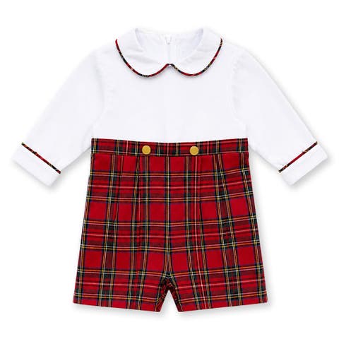 Pique & Plaid Long Sleeve Shortall