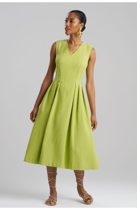 BASKETWEAVE Sleeveless Pleat Release Dress