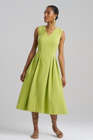 Natori BASKETWEAVE Sleeveless Pleat Release Dress