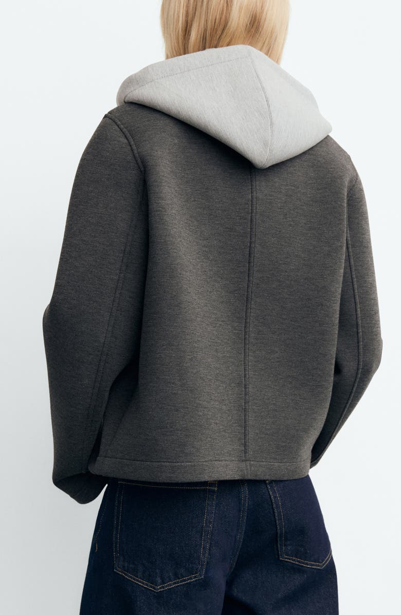 MANGO Layered Hooded Jacket, Alternate, color, Medium Heather Grey