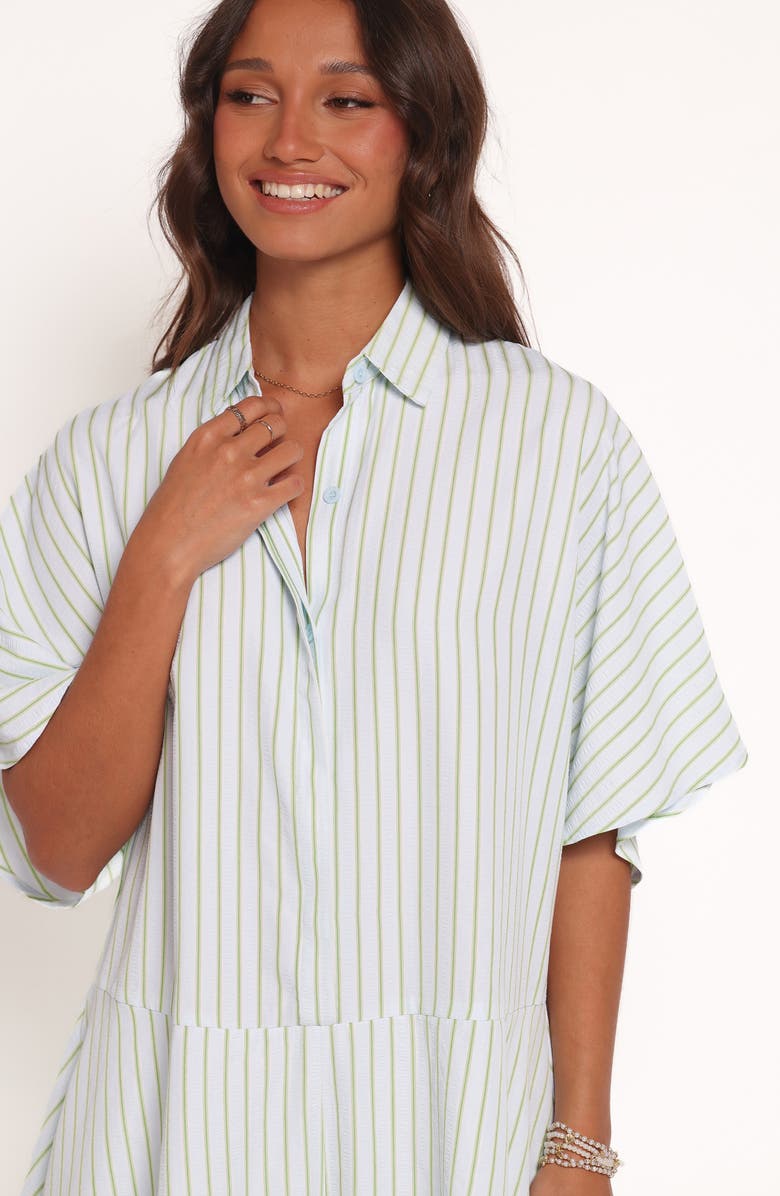 Petal & Pup Sebastian Stripe Romper, Alternate, color, Green Blue Stripe