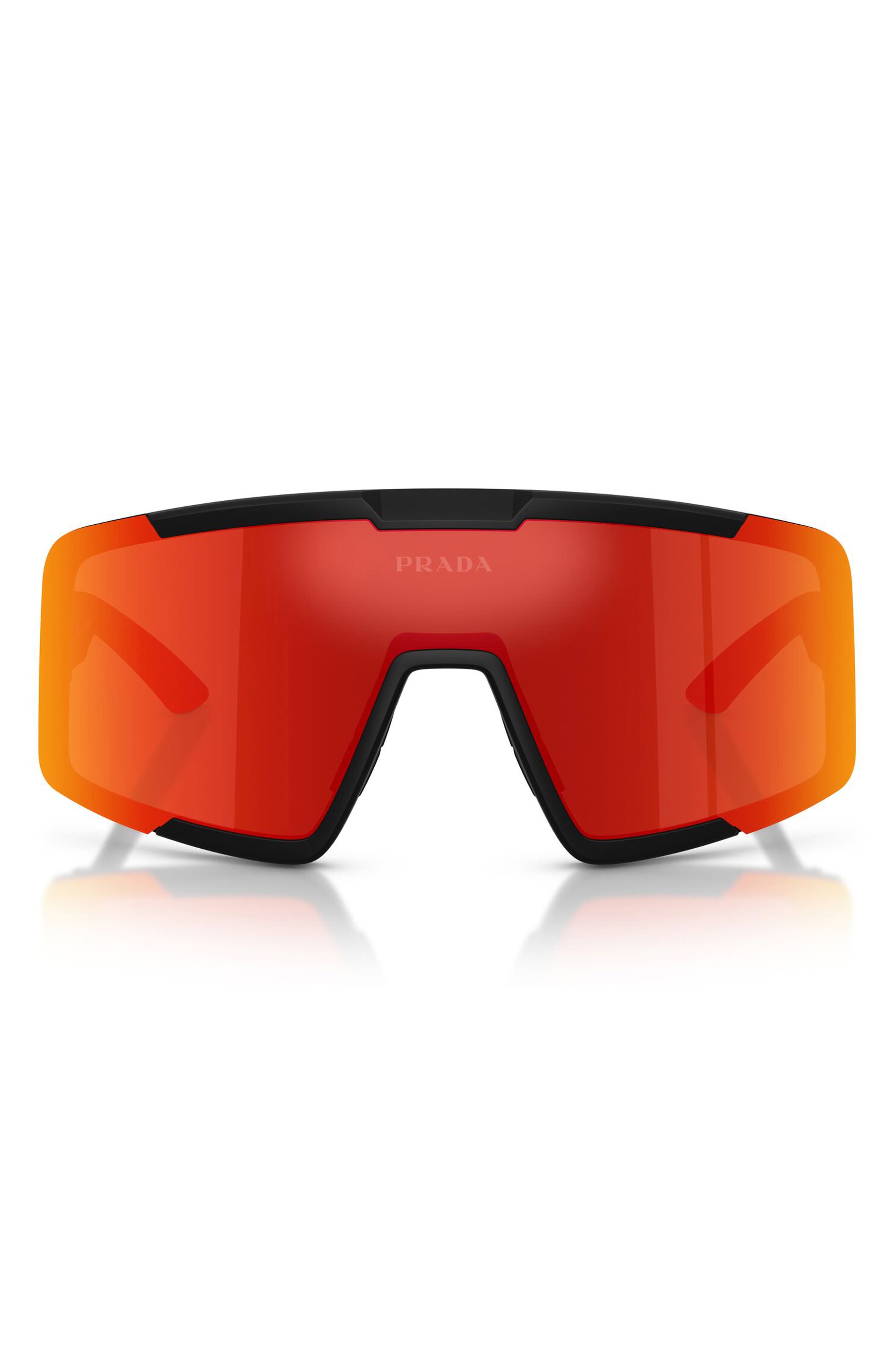 Prada Linea Rossa 144mm Shield Sunglasses In Brown