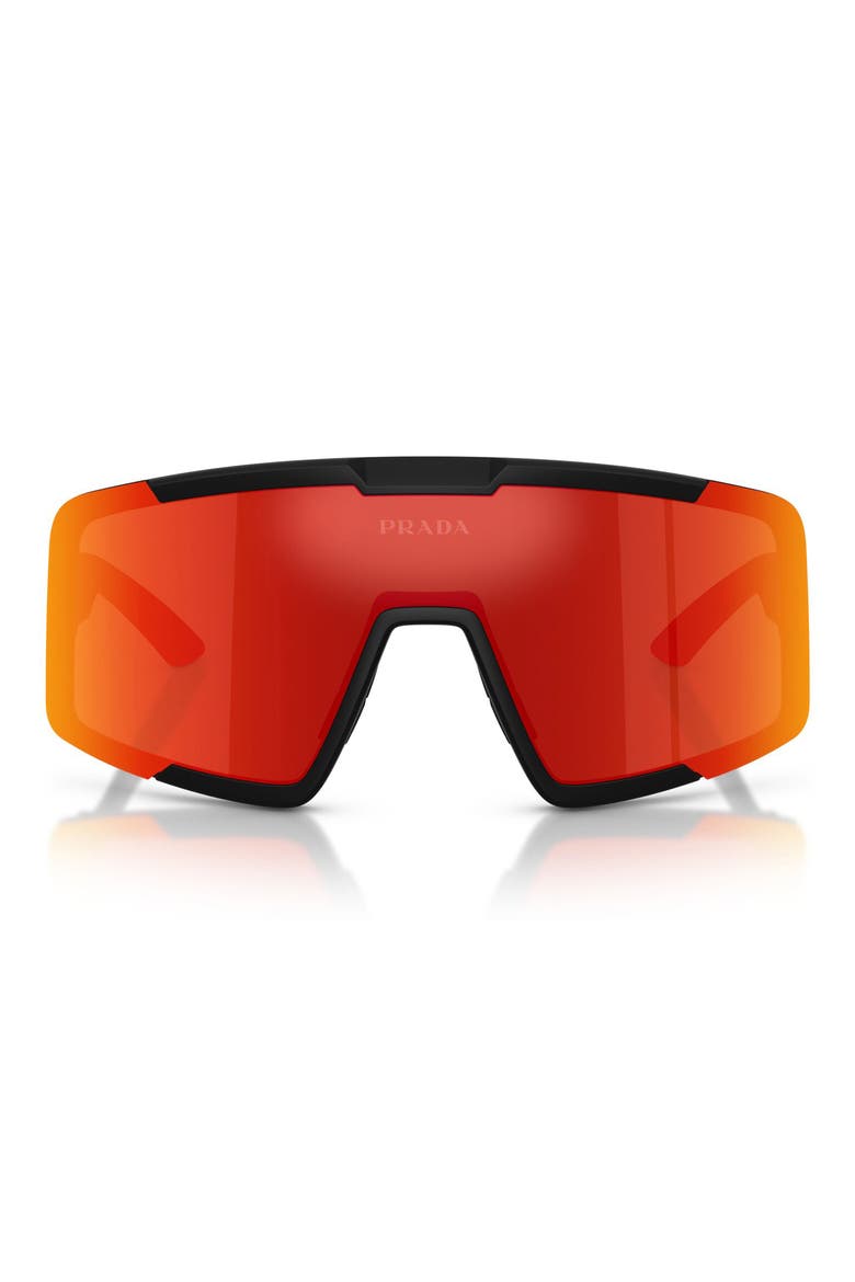 144mm Shield Sunglasses, Main, color, MATTE BLACK / BROWN TANGERINE