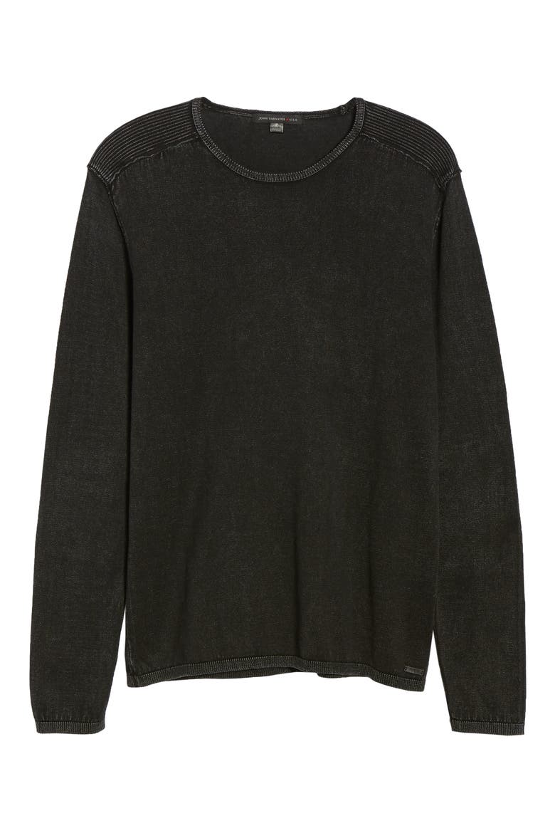 Walter Long Sleeve Acid Wash Crewneck T-Shirt, Alternate, color, BLACK