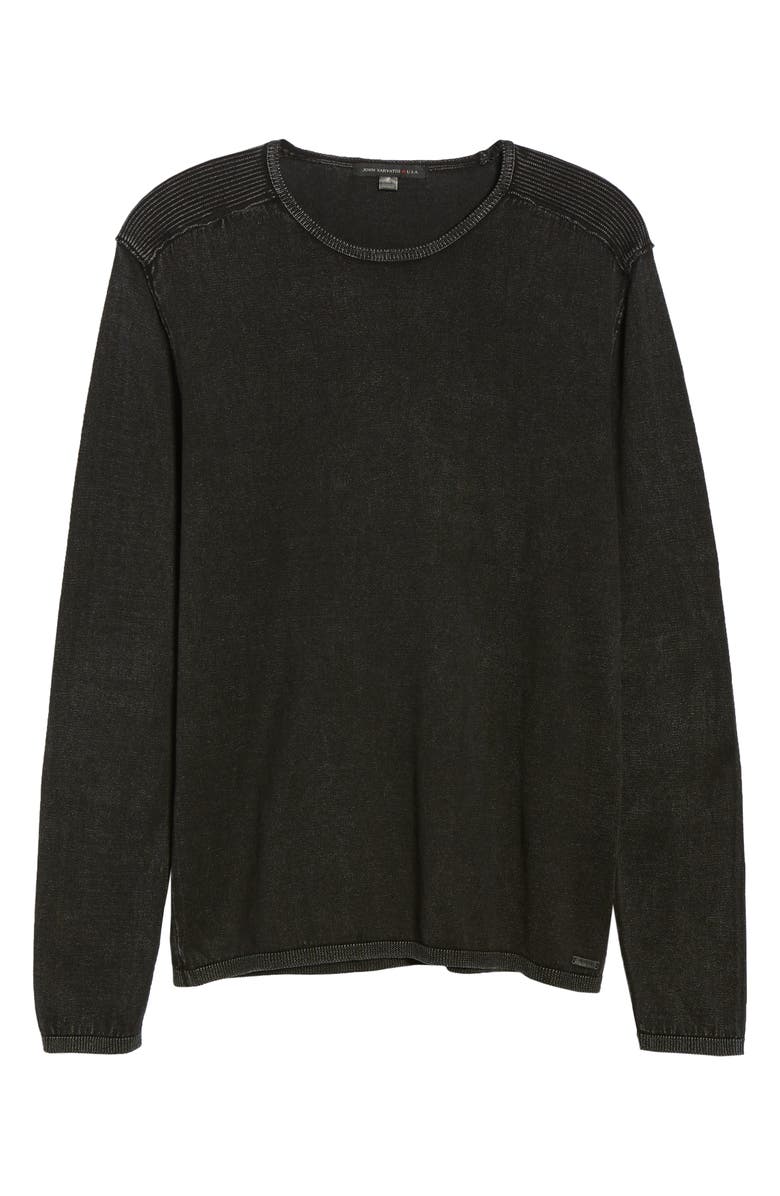 John Varvatos Walter Long Sleeve Acid Wash Crewneck T-Shirt, Alternate, color, Black