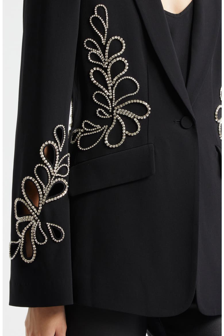 Cheyenne Rhinestone Paisley One-Button Blazer, Alternate, color, BLACK