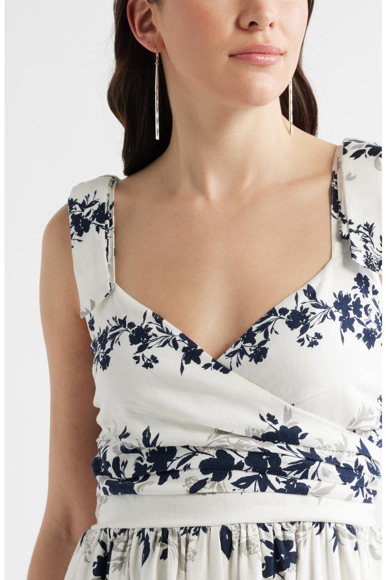 Floral Print Minidress, Alternate, color, IVORY- BLACK HOLLIE BORDER