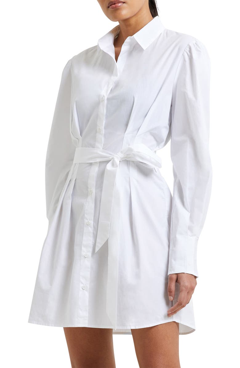 French Connection Conscious Rhodes Tie Waist Long Sleeve Shirtdress, Alternate, color, 