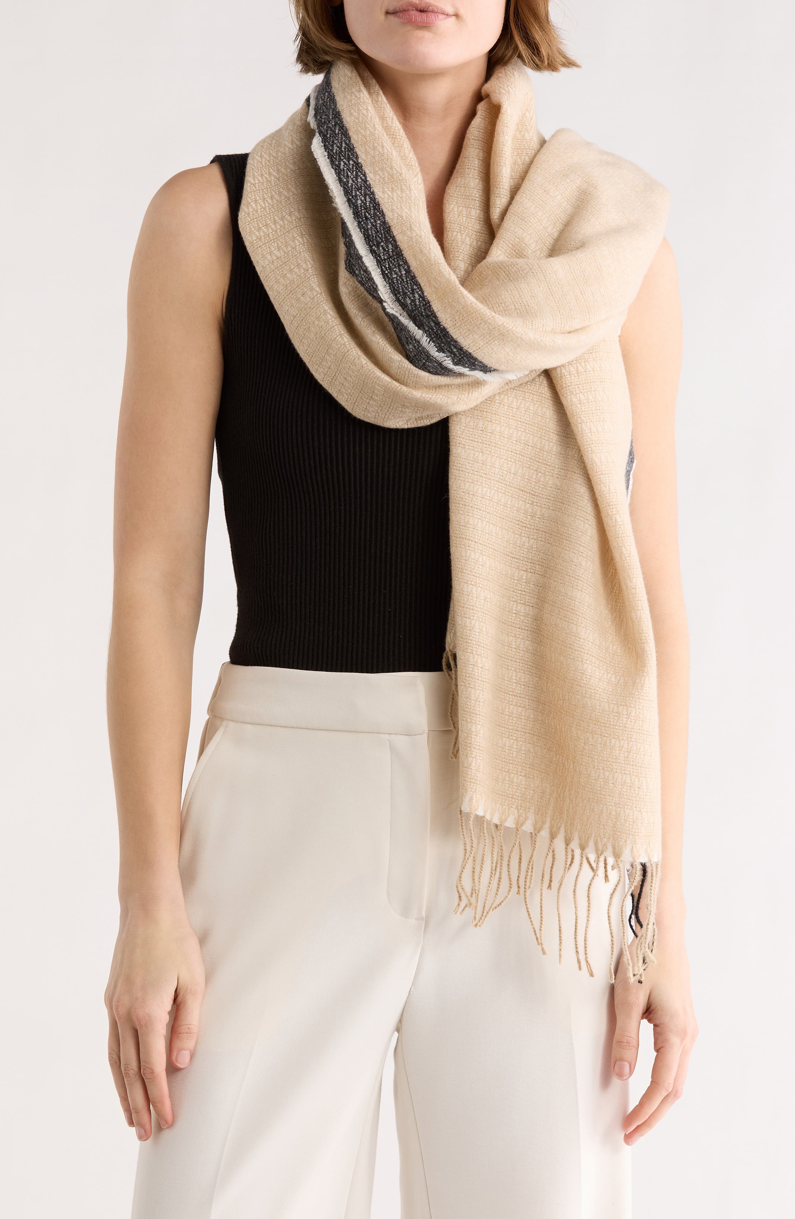 Vince Camuto Feather Soft Pin Border Scarf