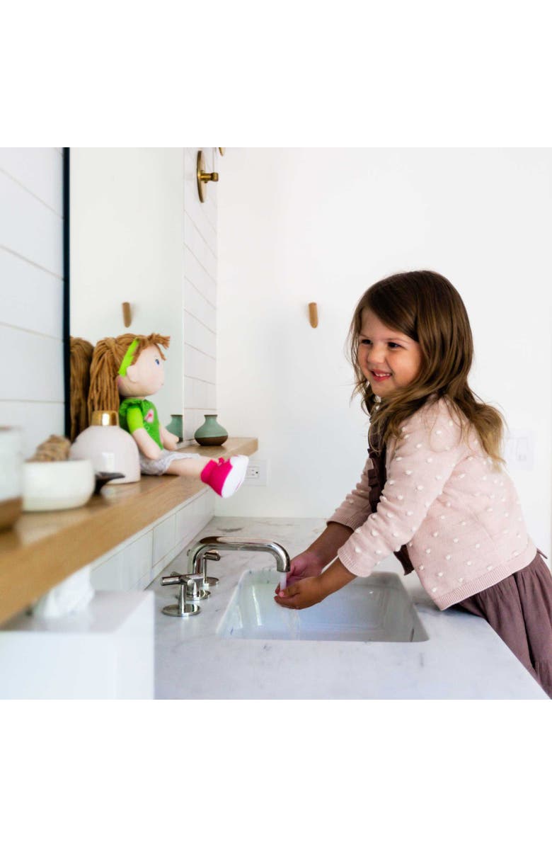 HABA 12" Soft Baby Doll Hedda with Brown Hair, Blue Eyes & Embroidered Face, Washable Toddler Doll for 18 Months+, Alternate, color, Green Multi