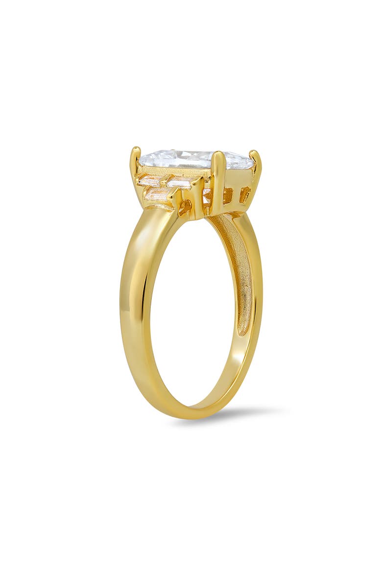 Sterling Silver Emerald Cut Cubic Zirconia Ring, Alternate, color, GOLD