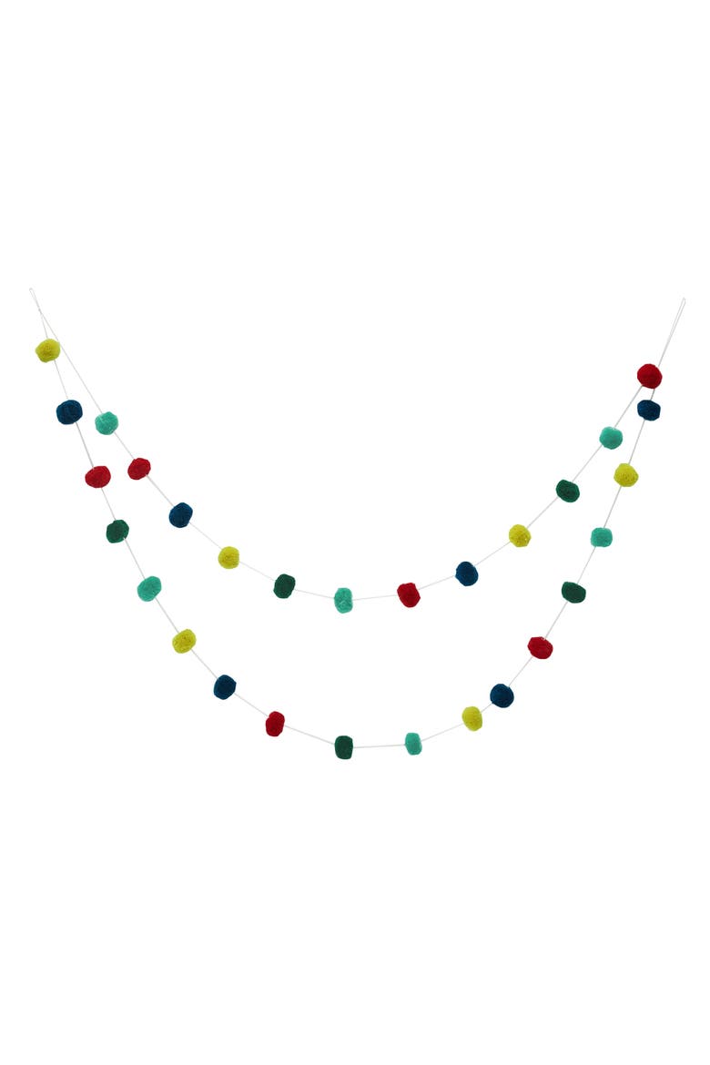 Christmas String Lights Pompom Decorative Hanging Garland 48", Main, color, Blue