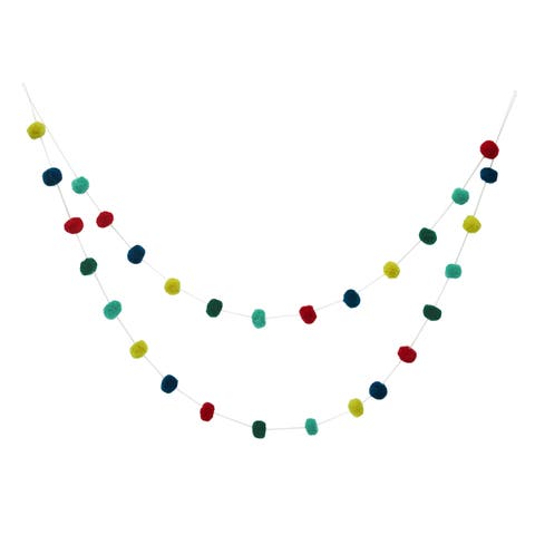 Christmas String Lights Pompom Decorative Hanging Garland 48"