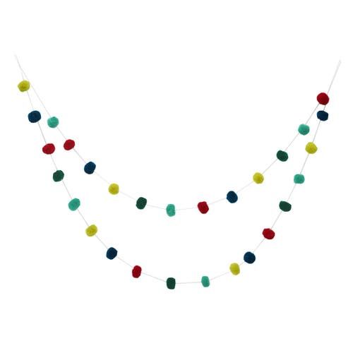 Carol & Frank Christmas String Lights Pompom Decorative Hanging Garland 48" In Multi