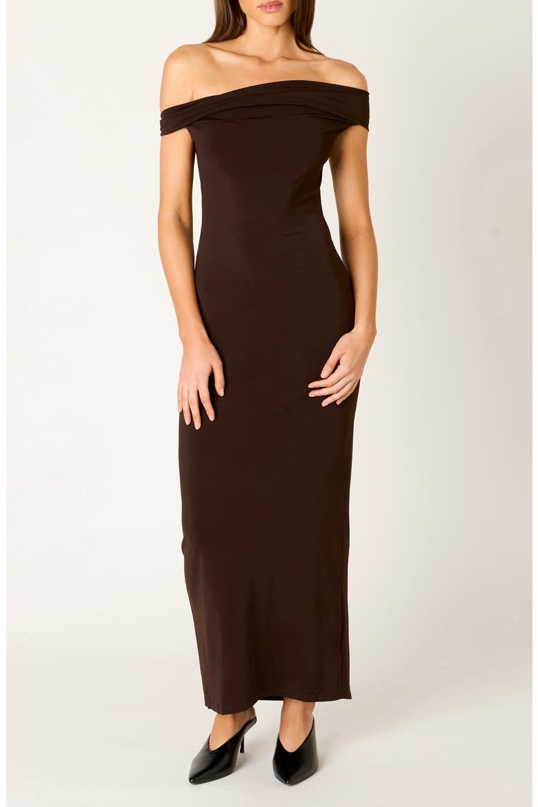 Clara Off the Shoulder Dress, Main, color, ESPRESSO
