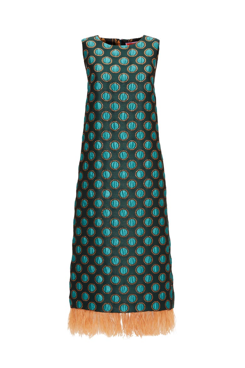 Column Dress Jacquard Winter Sun Emerald, Alternate, color, Jacquard Winter Sun Emerald