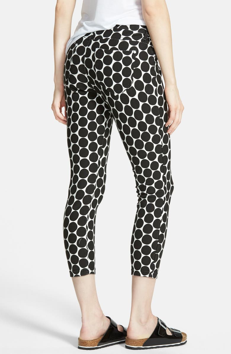 Hue Dot Pattern Cotton Blend Piqué Capris, Alternate, color, 