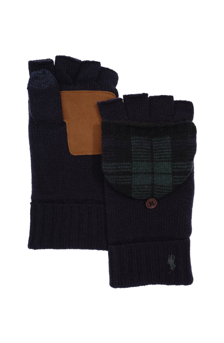 Polo Ralph Lauren Plaid Mitt Convertible Glove, Main, color, Collection Navy