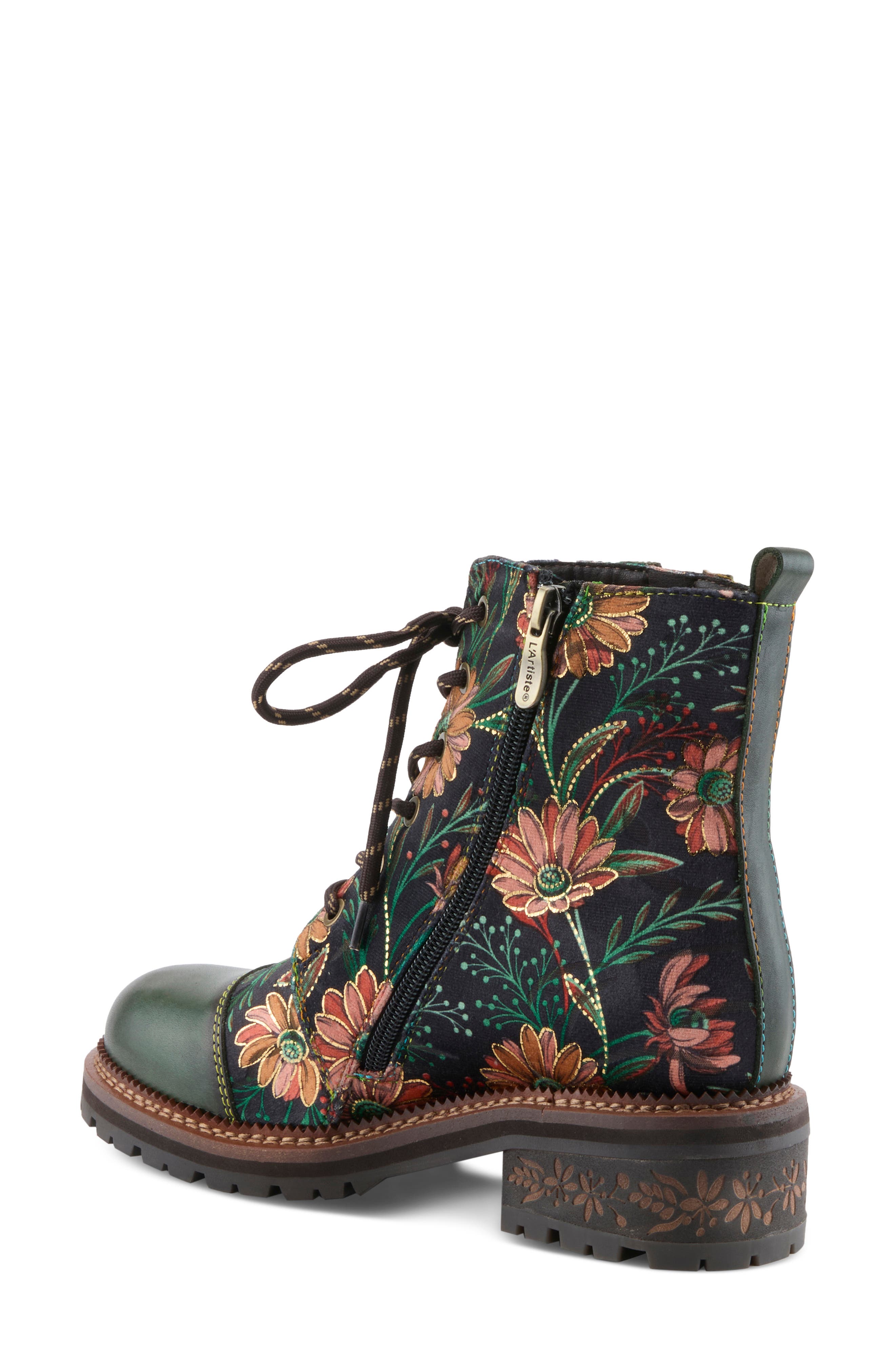 Cordea Floral Lace-Up Boot, Alternate, color, GREEN MULTI