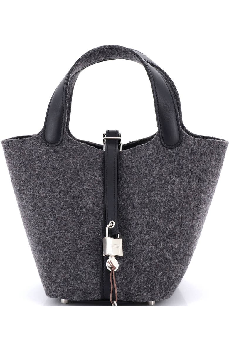 Pre-Owned Hermes Picotin Lock Bag Felt with Leather PM, Main, color, Gris Moyen