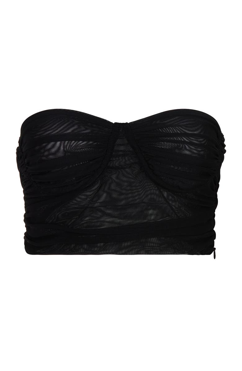 Nocturne Strapless Tulle Crop Top, Alternate, color, 
