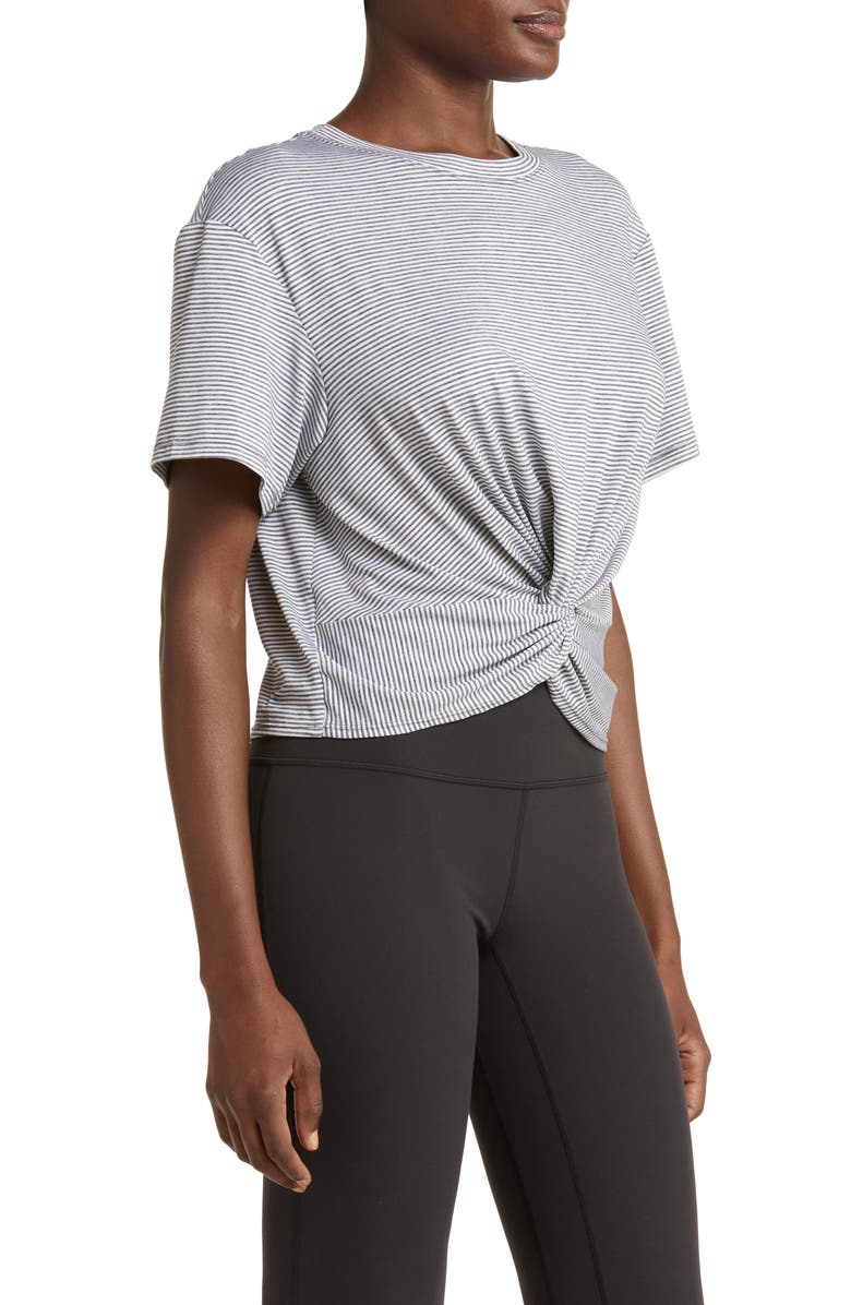 Zella Twist Stripe T-Shirt, Alternate, color, White