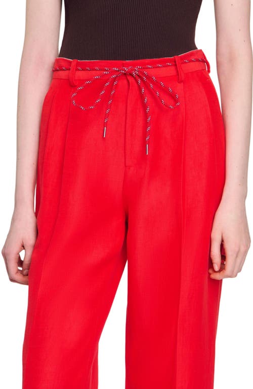 Sandro Drawstring Trousers In Red
