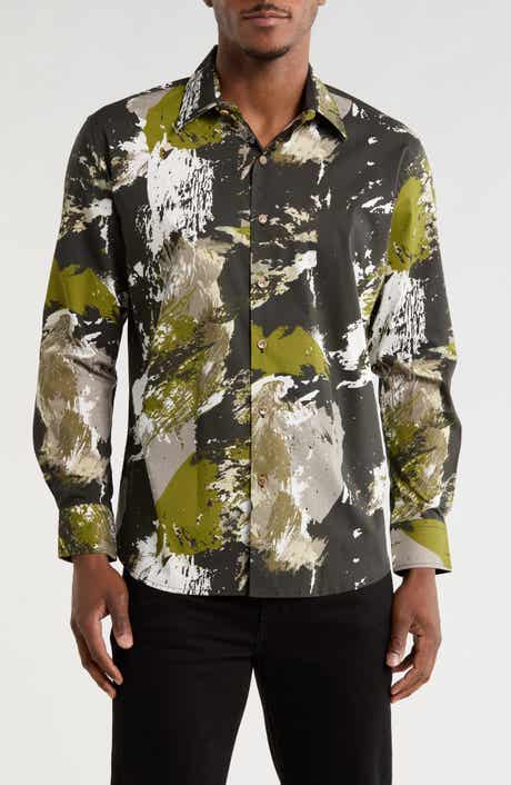Von Dutch Abstract Print Long Sleeve Button-Up Shirt