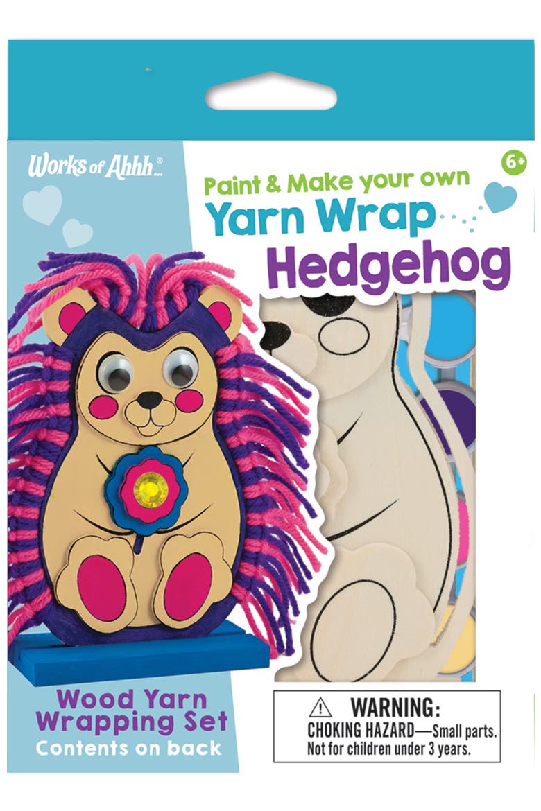 Hedgehog - Wood Yarn Wrapping Craft Kit, Main, color, Multicolor