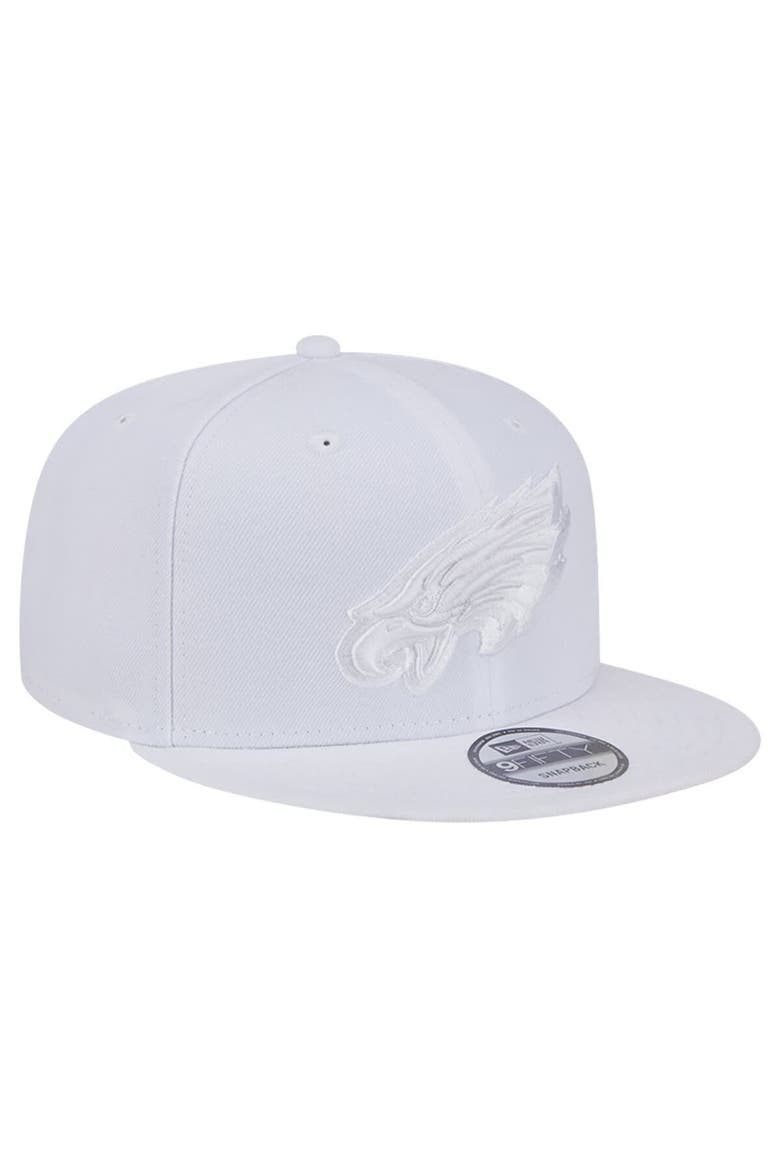 Men's New Era Philadelphia Eagles Main White on White 9FIFTY Snapback Hat, Alternate, color, White