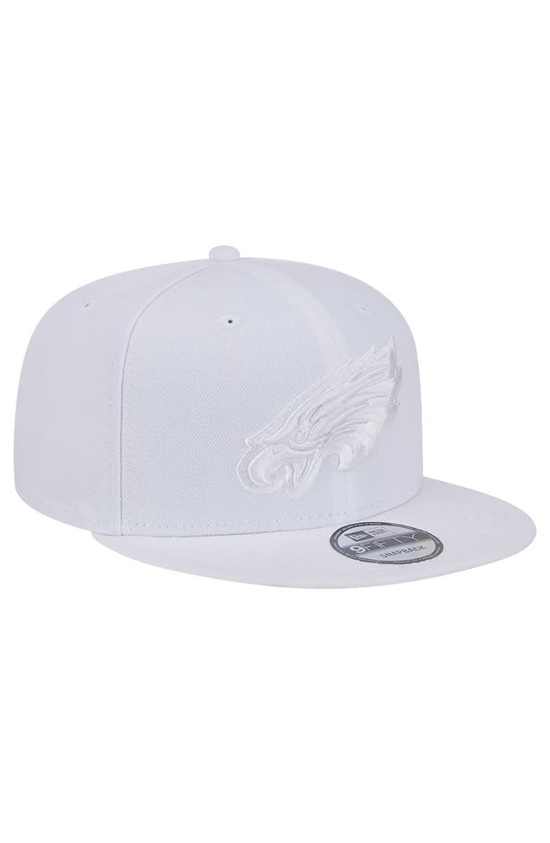 New Era Men's New Era Philadelphia Eagles Main White on White 9FIFTY Snapback Hat, Alternate, color,