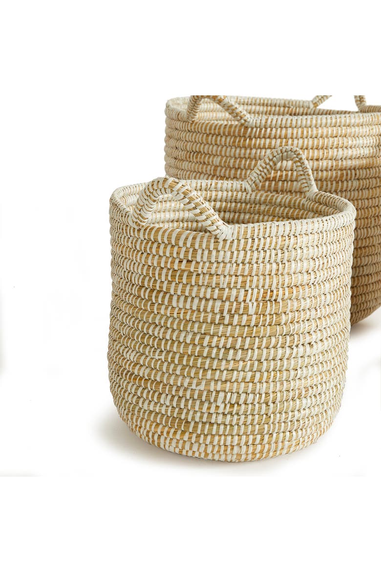 Rivergrass Round Baskets With Handles Set of 3, Alternate, color, White
