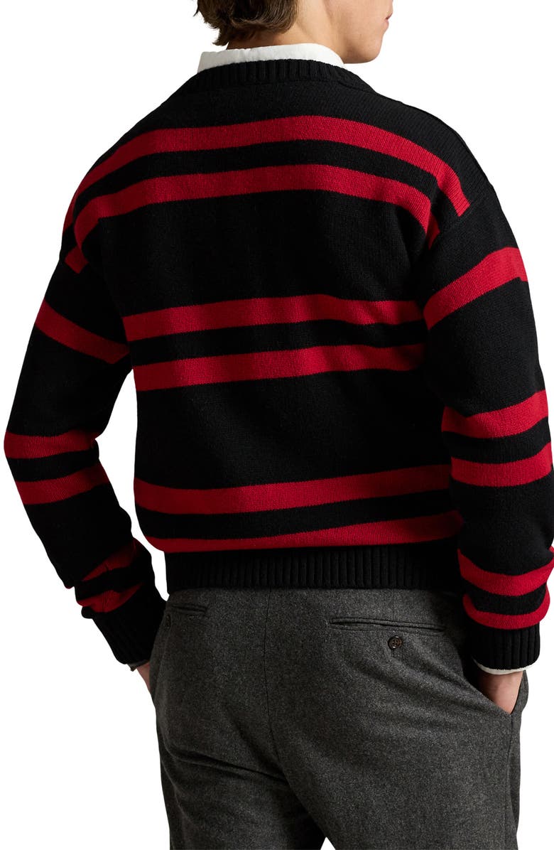 Polo Ralph Lauren Stripe Crewneck Wool Sweater, Alternate, color, Polo Black Combo