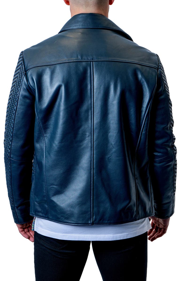 Maceoo Tresser Woven Leather Jacket, Alternate, color, Blue