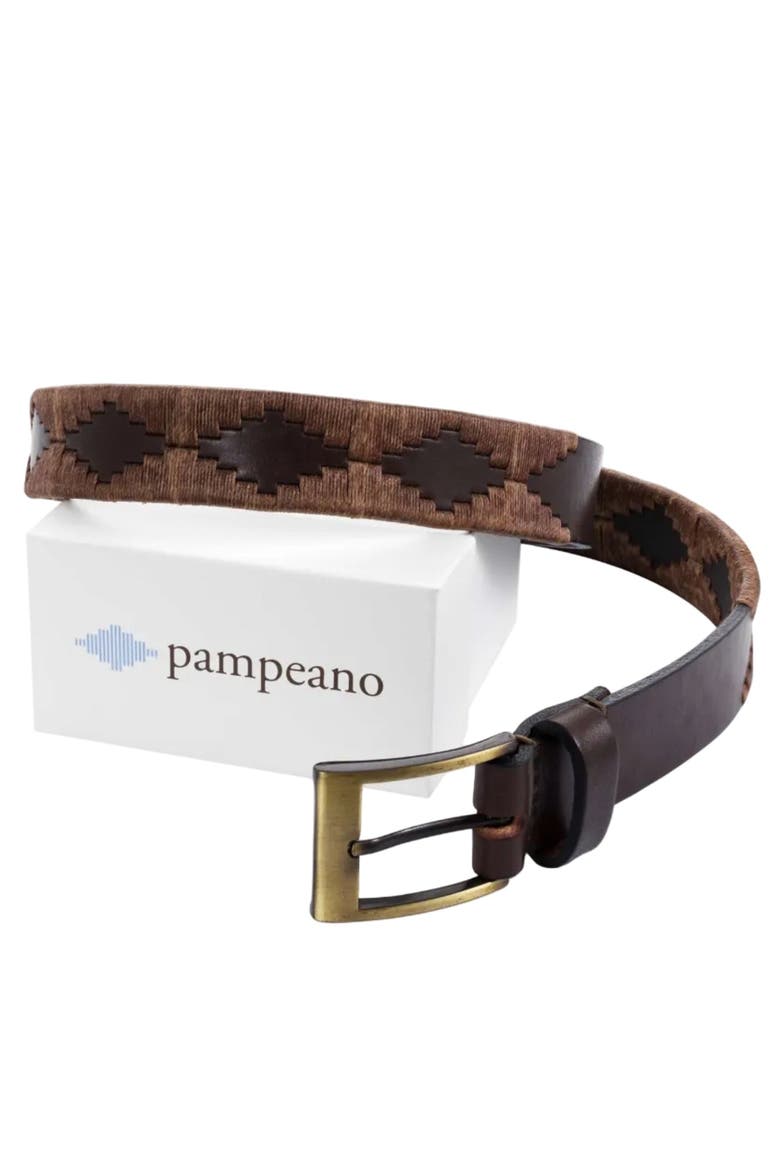 Bordado Leather Belt, Main, color, Brown