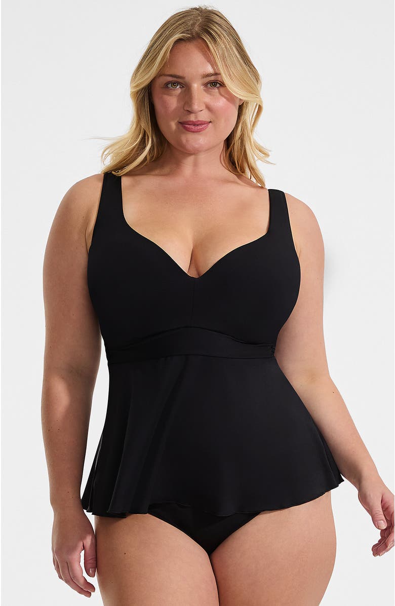 Lands' End Sweetheart Belted Flutter Tankini, Main, color, Black